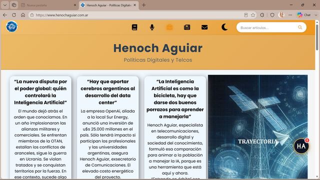 Captura del sitio web de Henoch Aguiar